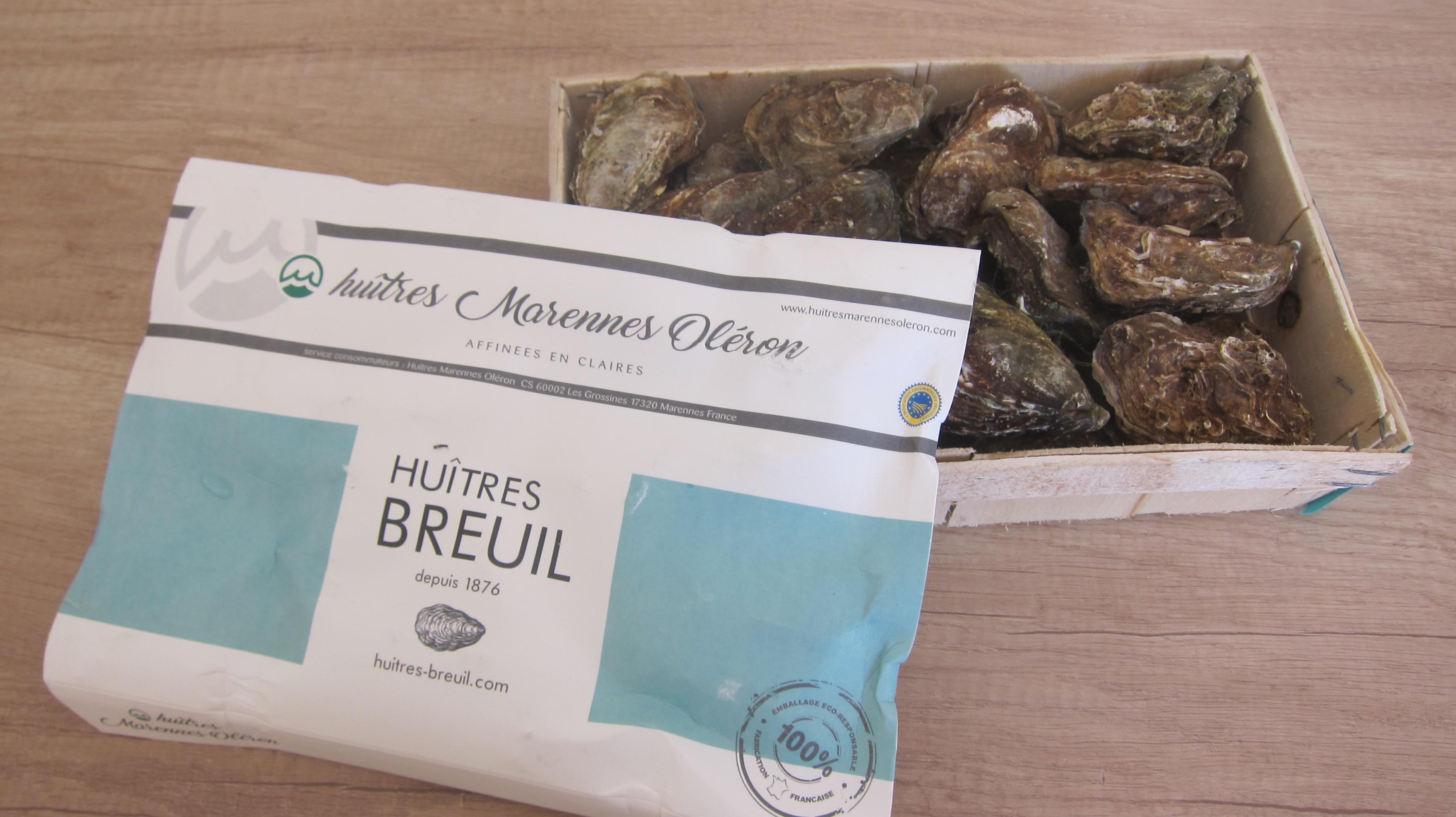 Huitres Fines de claire Pascal Breuil en Bourriche